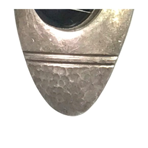 Large Vintage Zuni Sterling Silver Inlay Earrings with Onyx and Lapis Signed FM - Picture 10 of 10